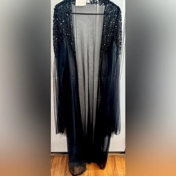 Black Evening gown strapless formal dress with cape for mother of the bride - Picture 11 of 13